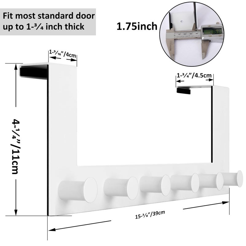 WEBI Over The Door Hooks,Door Hanger,Over The Door Towel Rack,6 Peg Hooks for Hanging,Door Coat Hanger Over The Door Coat Rack for Towels,Clothes,Behind Back of Bathroom,White - Image 2